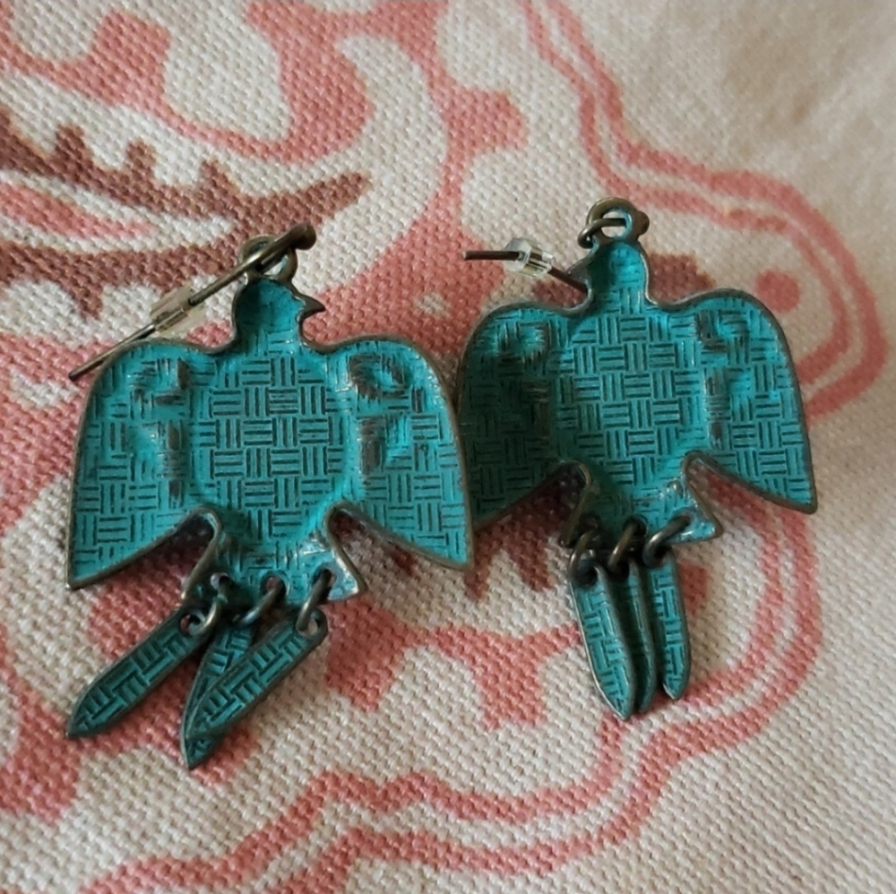 Turquoise Bird Earrings - Picture 3 of 6